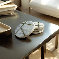 Marble and Brass Inlay Coasters